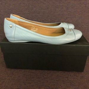 Light Blue Coach Leather Ballet Flats